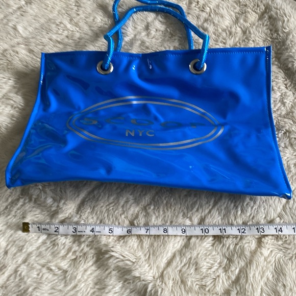SCOOP NYC patent branded large vinyl shopper tote bag shopping rope handle strap - Picture 2 of 5